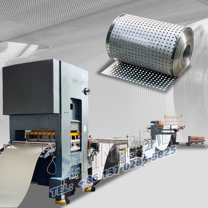 Stroj na perforáciu a prevíjanie plechu